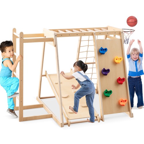 Jungle gym wood swing - in,