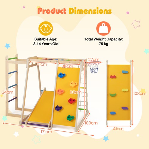 6in1 jungle gym wood swing - wood,